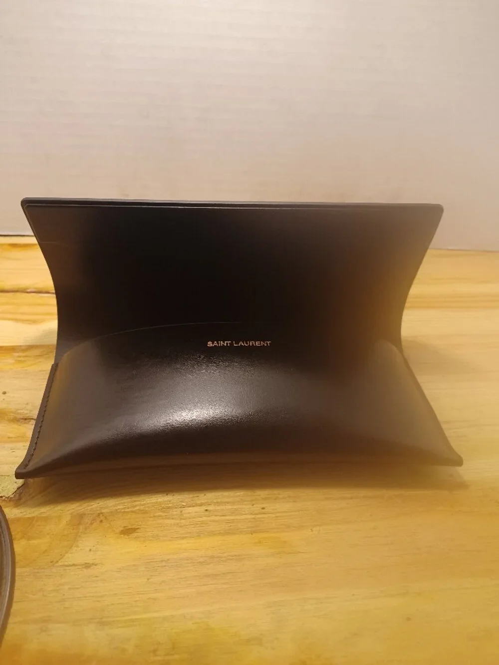 Saint Laurent Black Leather Eyeglass Case